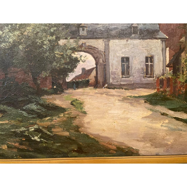 Late 19th Century Fine Antique European Village Landscape, Oil on Canvas, Elaborate Gilt Frame For Sale - Image 5 of 5