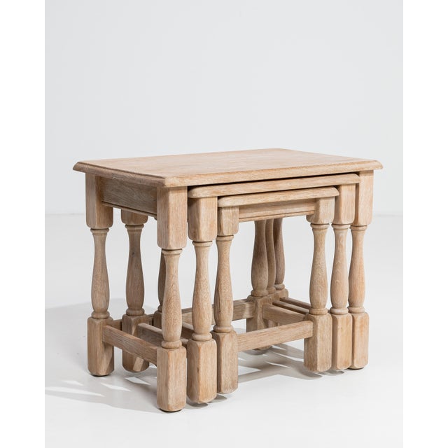 1970s Set Of Three Oak Nesting Tables For Sale - Image 13 of 13