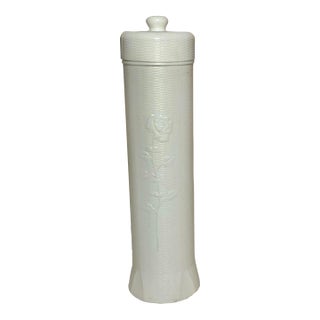 Vintage Mid-Century Breamco Toilet Paper Storage Canister White Blow Mold Plastic For Sale