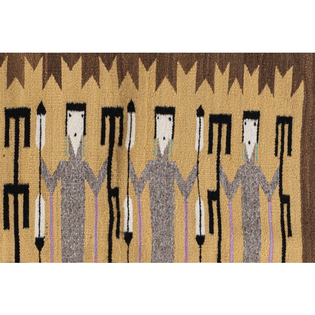 Tan Vintage Yei Navajo Style Rug 3' X 4'2 For Sale - Image 8 of 11