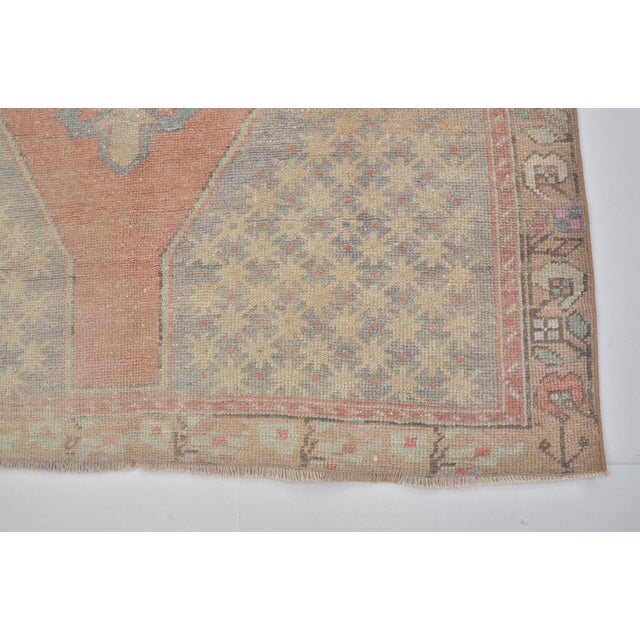 Orange 1950s Oushak Anatolian Kurdish Floral Carpet For Sale - Image 8 of 9