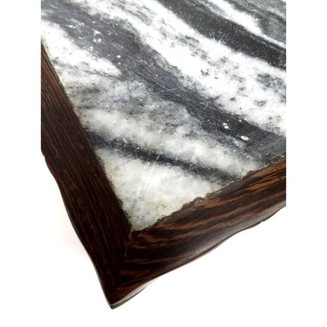 1960s Vintage Chinese Hardwood & Marble Display Stand For Sale - Image 5 of 6