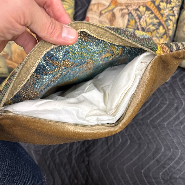 French “Verdure” Needlepoint-Style Tapestry-Woven Pillows, Set of Five For Sale - Image 12 of 12