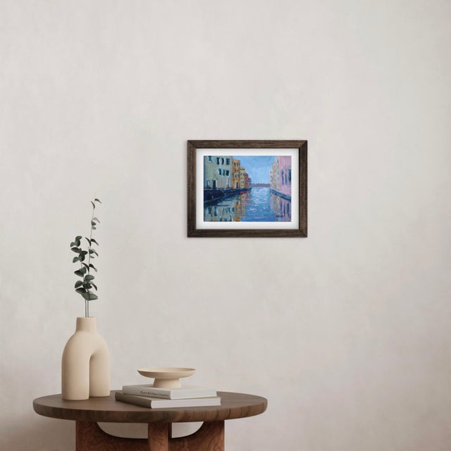 Wood Venice Canal, Modern Impressionist Oil Painting For Sale - Image 7 of 9