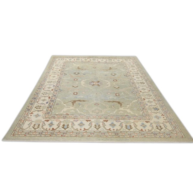 Green Multicolor Handwoven Turkish Oushak Rug 8'3" X 10'7" For Sale In Houston - Image 6 of 7