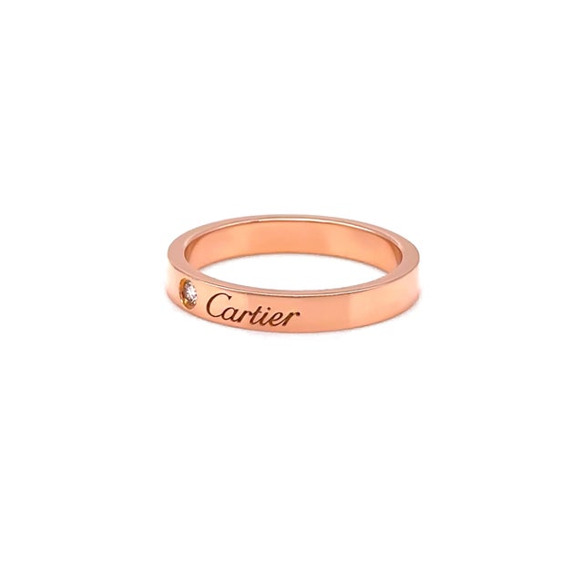 Cartier 18ct Rose Gold C De Cartier Diamond Wedding Band Ring 0.03ct 4g, Size 7.5 For Sale - Image 6 of 6