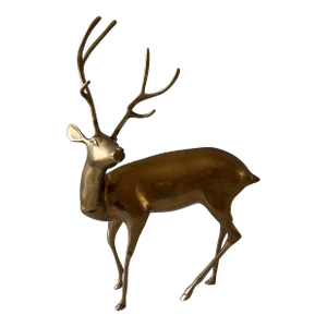 Large Vintage Solid Brass Stag
