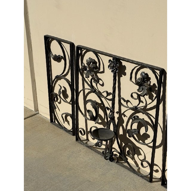 Metal Vintage Spanish Style 3 Piece Iron Wall Candleholder Wall Hanging Decor For Sale - Image 7 of 9