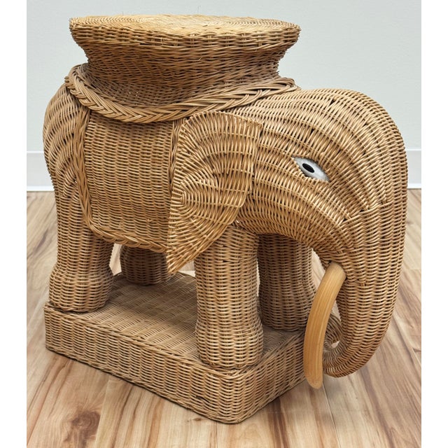 Vintage Wicker Elephant Stool or Plant Stand For Sale - Image 4 of 11