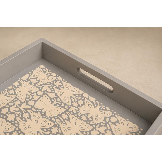 2020s Large "Butterflies" Decorative Tray, Lacquered Wood, Ensamble Artesano, 2024 For Sale - Image 5 of 16
