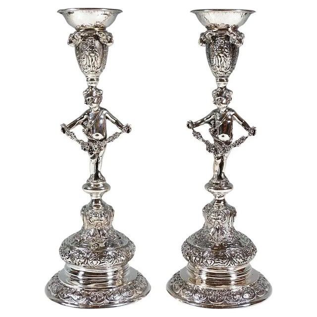 Art Nouveau Candlesticks with Putto, Vienna, 1890s, Set of 2 For Sale - Image 10 of 10