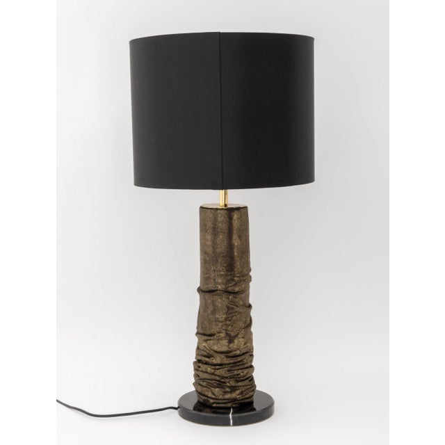 Animal Skin Koket "Ruche" Leather and Marble Table Lamp For Sale - Image 7 of 7