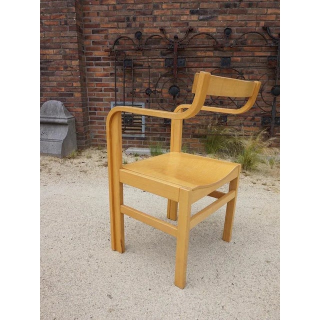 Dutch Plywood and Beech Armchair attributed to Enraf Nonius for Delft, 1970s For Sale - Image 9 of 11