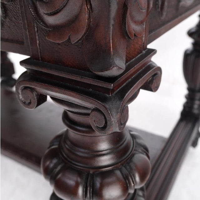 R. J. Horner & Co. Jacobean Finely Carved Massive Solid Mahogany Partners Desk For Sale - Image 4 of 13