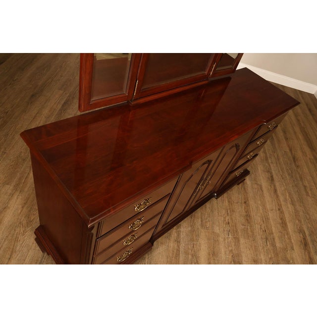 Wood Pennsylvania House Chippendale Style Cherry Long Dresser with Mirror For Sale - Image 7 of 18