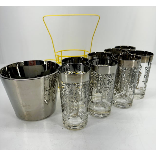 Mid-Century Modern Lusterware Highball Set With Ice Bucket For Sale - Image 4 of 7
