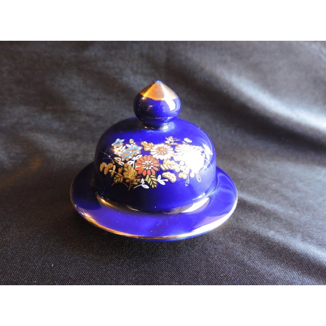 Circa 1970's Kutani Ware Cobalt Blue Peacock Ginger Jar Hand Painted Made in Japan For Sale In Minneapolis - Image 6 of 8