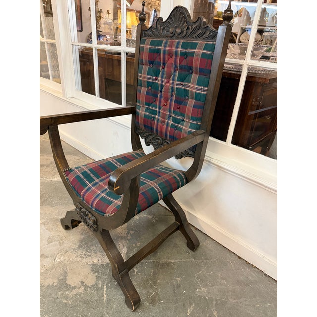 Antique Renaissance Revival Savonarola Armchair For Sale In Los Angeles - Image 6 of 8