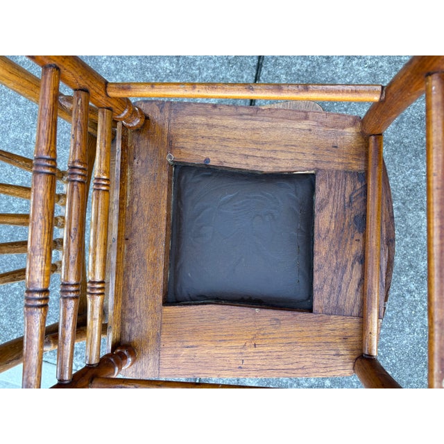 Brown Vintage Pressed Back Chairs For Sale - Image 8 of 8
