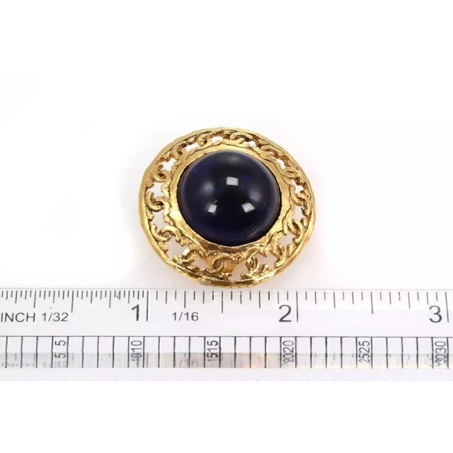 Chanel Fashion Round Logo Design Purple Stone Gold Finish Clip on Earrings 25, 2 Pieces For Sale In Miami - Image 6 of 6
