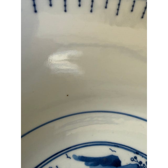 Chinese Large Chinese Export Porcelain Canton Blue and White Centerpiece Punch Bowl For Sale - Image 3 of 7
