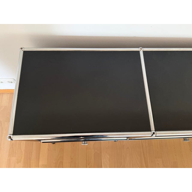 Metal Black Ral 9011 Sideboard with 8 Compartments, 4 Doors and Pull-Out Shelf by Fritz Haller for USM Haller, Switzerland, 2000s For Sale - Image 7 of 18