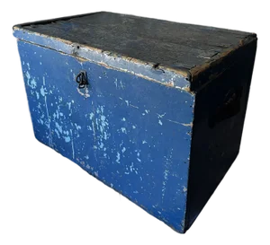Antique Painted Wooden Trunk
