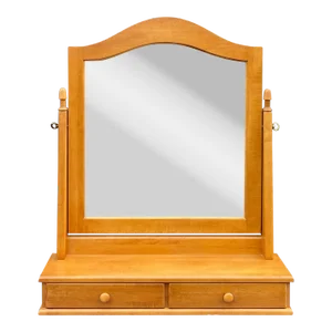 2000s Moosehead American Shaker Style Solid Maple / Birch 2 Drawer Dresser Top Mirror With Jewelry Box