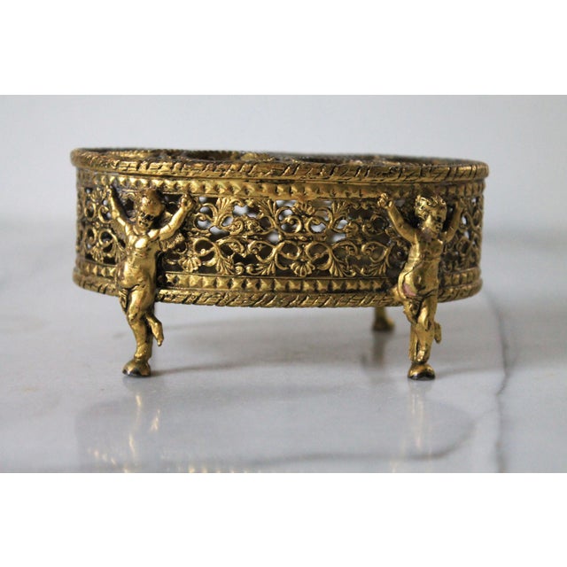 Mid 20th Century Vintage Hollywood Regency Style Ormolu Lipstick Holder W/ Cherub Motif For Sale - Image 5 of 10