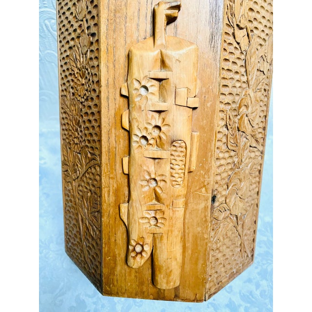 Mid Century Hand Carved Teakwood Wine Holder Ice Bucket For Sale - Image 9 of 13