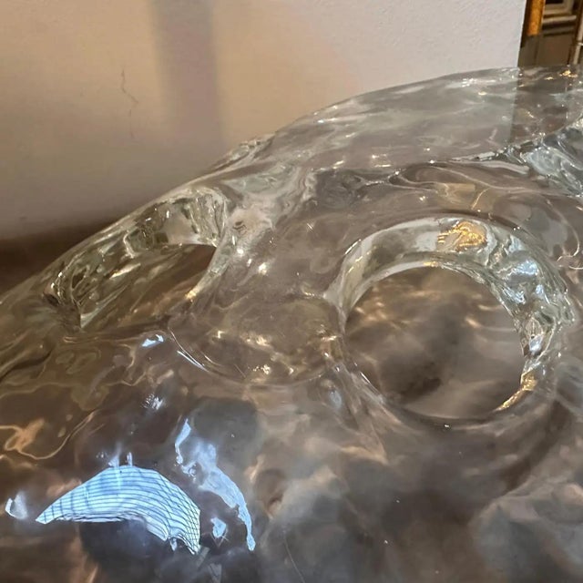 1970s Modernist Clear Murano Glass Oval Italian Centerpiece For Sale - Image 12 of 12