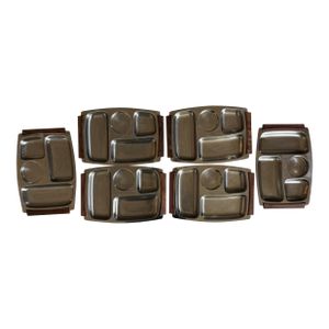 Set of 6 Vintage 1970s Stainless and Rosewood Trays