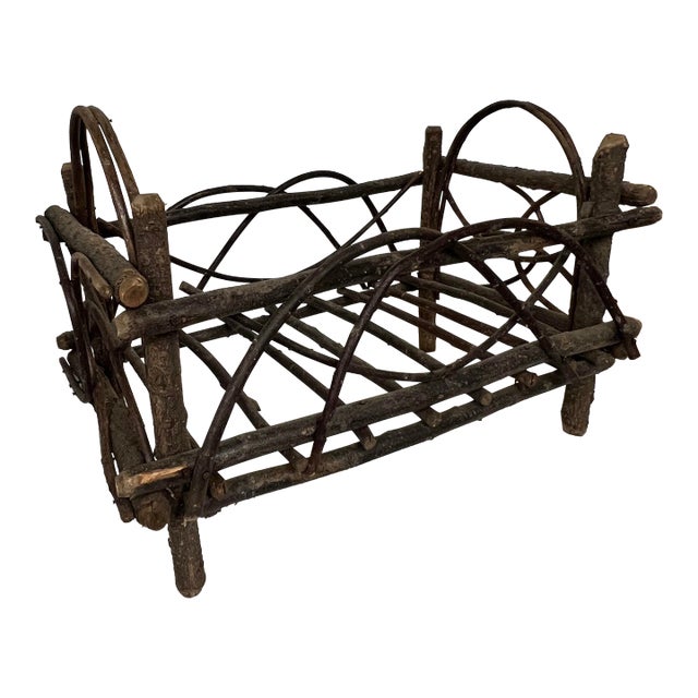 Handmade Primitive Folk Art Twig Construction Kindling Holder For Sale