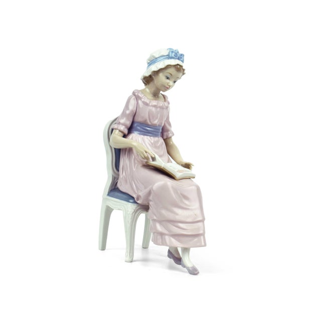Lladro 1979 Handmade a Good Book School Student Lladró Porcelain Figurine Spain For Sale - Image 4 of 10