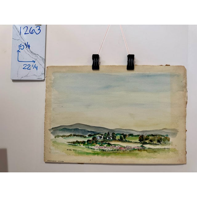Green Henry Emil Salloch Original Watercolor on Paper Shenandoah Valley, Va. 1944. For Sale - Image 8 of 8