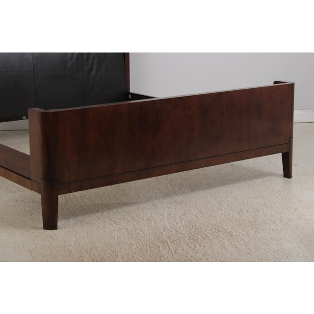 Brown Baker Leather Mahogany Mid Century Modern King Size Bed For Sale - Image 8 of 16
