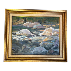 1970’s Original Impressionist Rocky River Landscape Painting