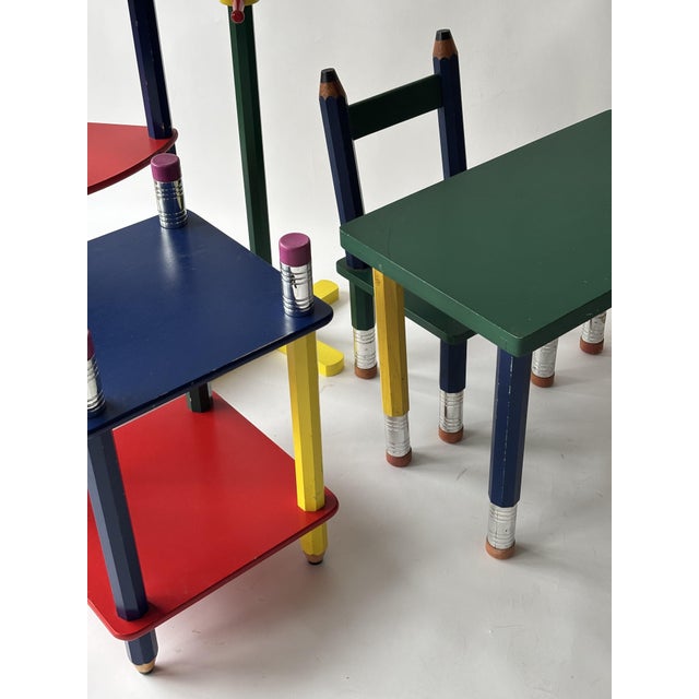 Red Children's Pencil Furniture Set by Pierre Sala, 1980, Set of 6 For Sale - Image 8 of 15