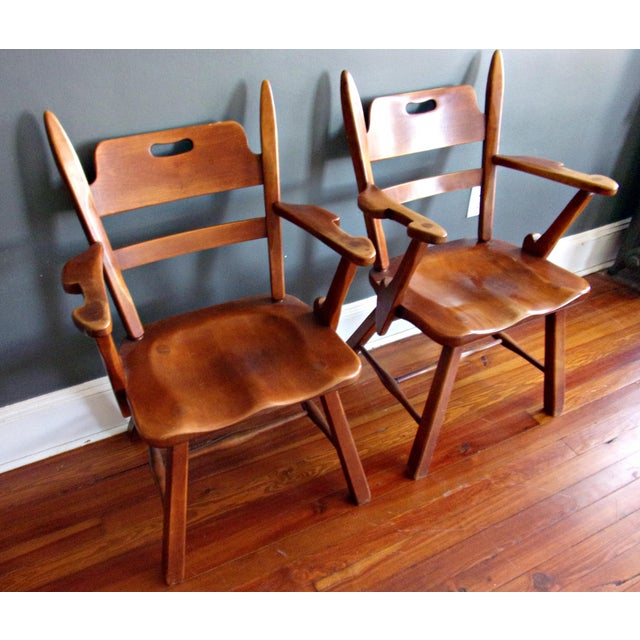 Cushman Vermont Hard Rock Maple Americana Arm Chairs by Herman DeVries a Pair Chairish