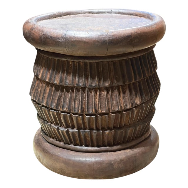 Vintage Lg Tribal Nobility Bamileke Stool/Table Cameroon 16" H For Sale