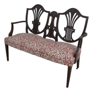 Vintage Federal Style Double Shield Back Mahogany Settee