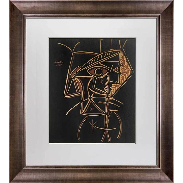 Pablo Picasso Pair of Pablo Picasso Linogravures "Femme Au Collier" & "Tête De Femme" For Sale - Image 4 of 6