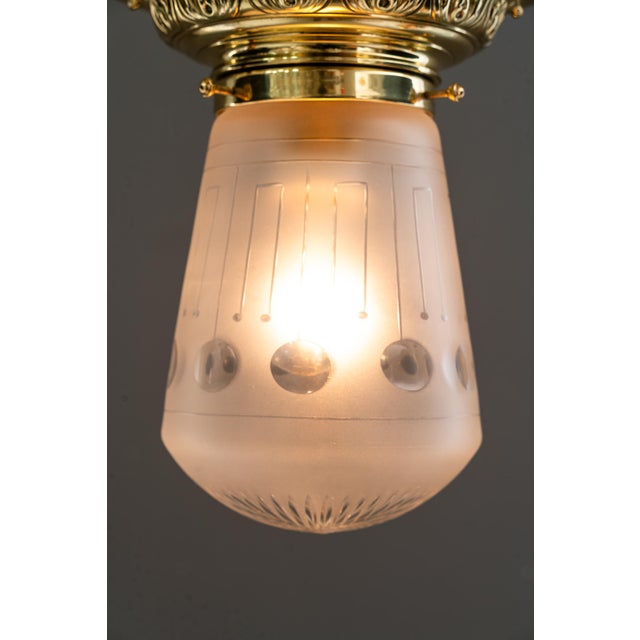 Historistic Brass Ceiling Lamp with Cut Glass Shade, Vienna, Austria, 1890s For Sale - Image 9 of 18