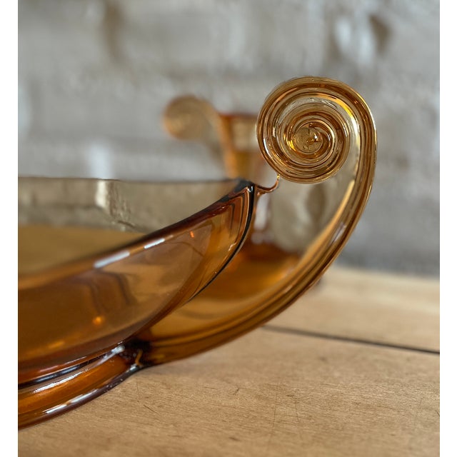 Fostoria Art Deco Pink Scroll Console Bowl With Pair of Candlestick Holders - 3 Piece Antique Set Glass Set Circa 1920-30 For Sale In New York - Image 6 of 12