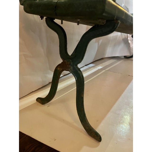 Black Vintage Hudson Valley Cast Iron Base Wood Railroad Bench Flip Back For Sale - Image 8 of 11
