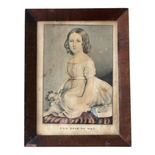 19th Century Currier & Ives Hand Colored Original Lithograph Print in Rosewood Frame For Sale