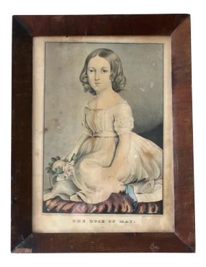 19th Century Currier & Ives Hand Colored Original Lithograph Print in Rosewood Frame