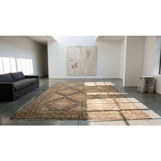 Great Tan Color With Splendid Geometric Design Antique Khotan Rug For Sale - Image 10 of 10