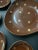 Metal Mid-Century Chocolate Brown & 22k Gold Floral Dessert Plate Set With Freeform Cake Platter — Serving for Six, Set of 7 Pieces For Sale - Image 7 of 11