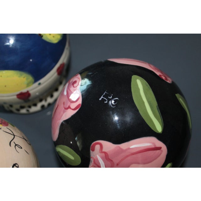 Ceramic 80's Vintage J Jorgenson Ceramic Globes - Set of 3 For Sale - Image 7 of 8